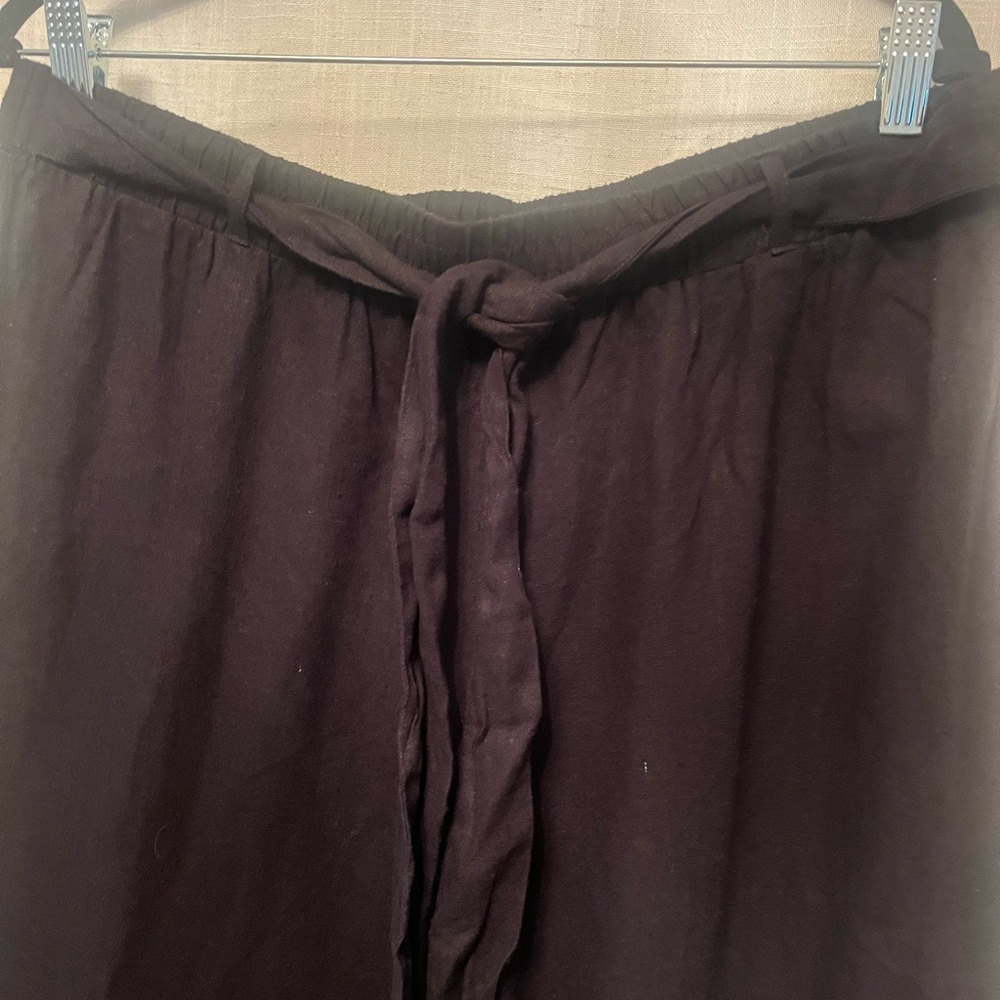Black tie front Wide-Leg Pants. 1X. Plus‎ size.